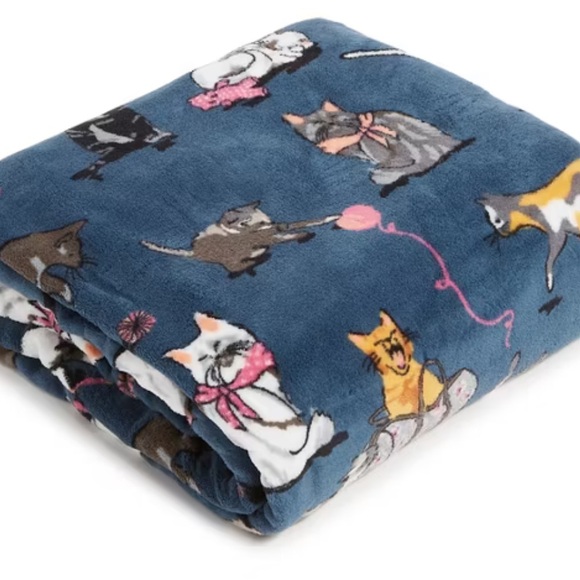 🐈Vera Bradley 2 Throw BUNDLE Cats NWT  50”x80 - Picture 5 of 5